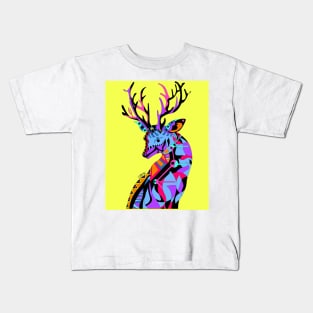 wild deer venado cute animal ecopop in the forest art Kids T-Shirt